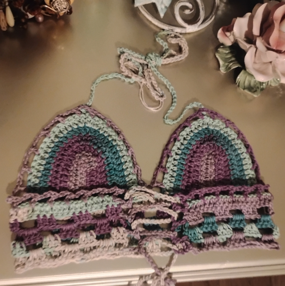 Multicolor Crochet Halter Top - Picture 7 of 14